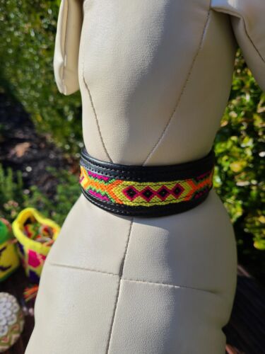 Vegan Dog and Cat Collar. Size XS. Macrame insert. Bohemian. Indie. Soft Handmad