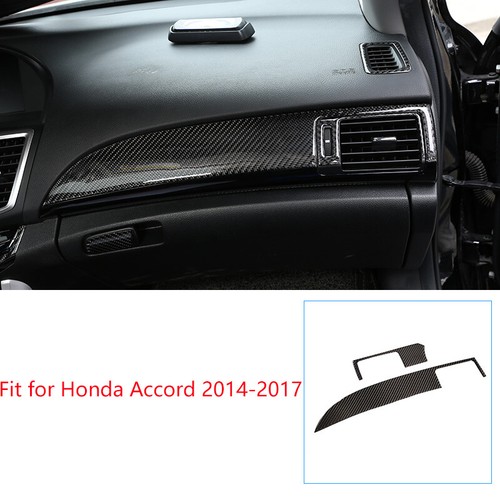 For Honda Accord 2014-2017 Carbon Fiber Vinyl Instrument Co-Pilot Panel Trim 2pc - Picture 7 of 12