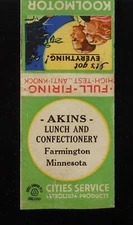 1940s Akins Lunch and Confectionery Cities Service Koolmotor Gas Farmington MN