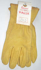 Lambert 023 Tan Steerhide Leather Gloves w Defects Scarring Stiffness Small USA