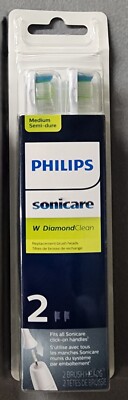 Philips Sonicare W DiamondClean Medium Full Size 2 Brush Heads NEW IN PACKAGE