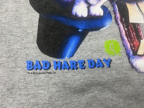 Camicia pelle d'oca vintage anni 90 XL(M) coniglietto "bad hare day" film tv horror - Foto 7 di 10
