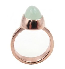 Women's Ring In 925 Silver Rings With Green Chalcedony Rose Gold Plated