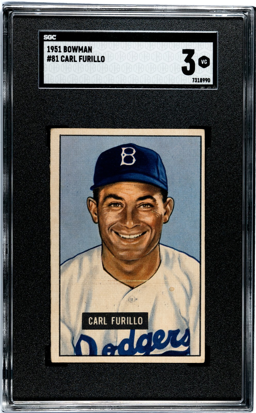 1951 Bowman CARL FURILLO Brooklyn Dodgers #81 SGC 3 VG Condition!