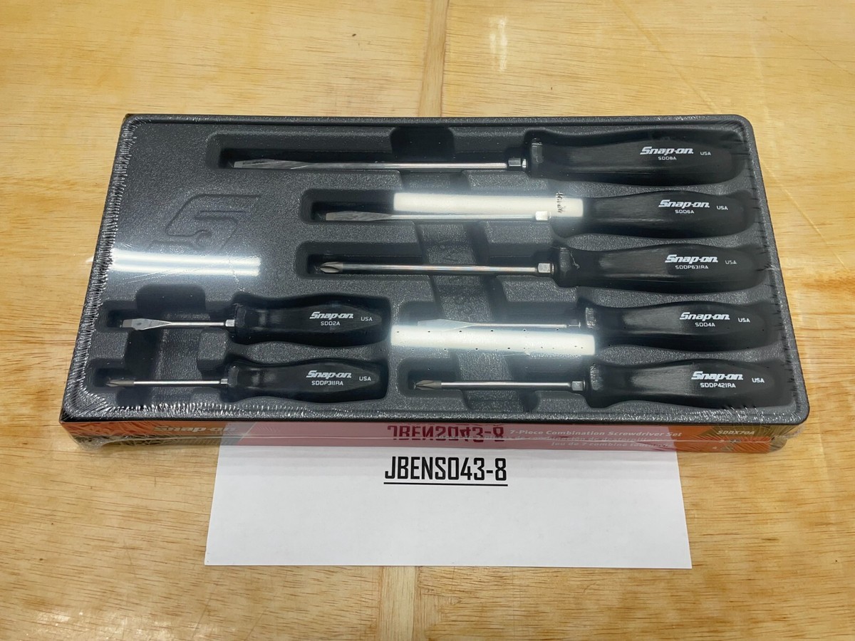 Snap-on Tools USA NEW 7pc BLACK Hard Grip Combination Screwdriver