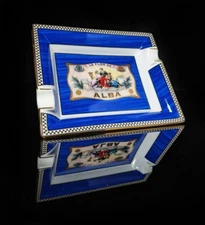 Elie Bleu Blue Flor De Alba Porcelai Ashtray With 2 Bridges AB12AUBX, New In Box