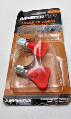 (QTY 4) MasterPro Hose Clamps  with Removable Keys 1/2 Inch To 1-1/4 MP5R012V