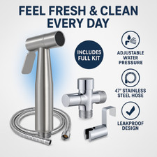 Handheld Bidet Sprayer for Toilet Set   Adjustable Jet Spray, Leakproof Hose Kit