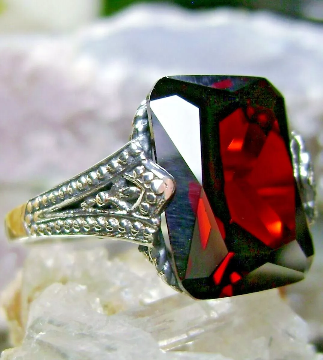 Garnet Ring Garnet Stone Ring Garnet Gemstone Garnet Jewellery 925 Sterling 4.5