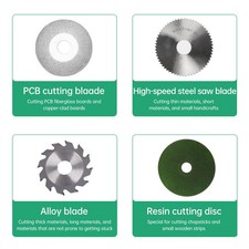 1-Mini Table Saw Small Cutter 16mm Cut Depth 90 Degree 4 Blades Set