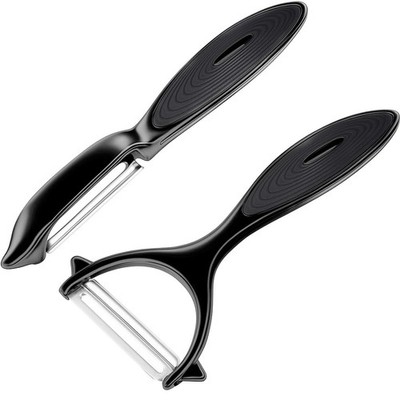 Premium Vegetable Peeler Set   Ultra Sharp Stainless Steel Black, Black