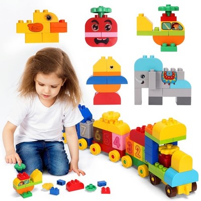 Creative Building Blocks - 116 Pieces Large-Size Blocks, Build Train Animal, ...