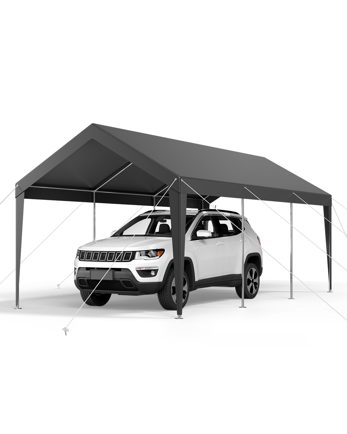 VEVOR Posto Auto Coperto 3,05 x 6,09 x 2,87 m Riparo con Pareti Laterali Grigio