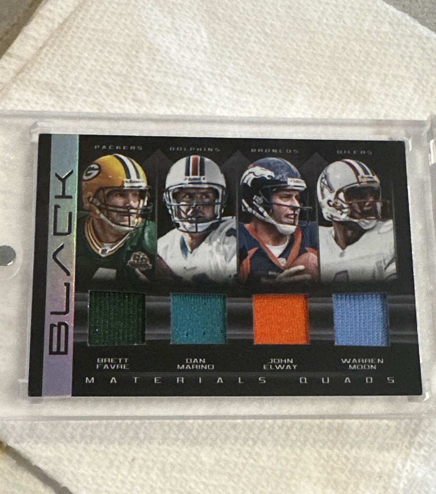 2012 Panini Black - Materials Quads Brett Favre, Dan Marino, John Elway #55/75 