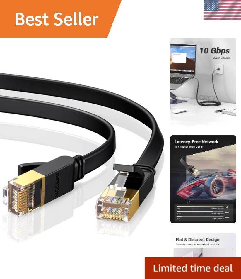 6FT Cat 7 Ethernet Cable - 10Gbps High-Speed Pure Copper with Gold-Plated Connectors-image