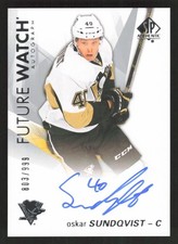 2016-17 SP Authentic Oskar Sundqvist Auto #/999 RC Rookie #142 Card
