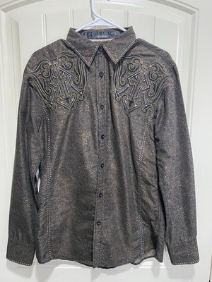 Roar Shirt Mens Small Brown Signature Edition Embroidered Y2K Affliction