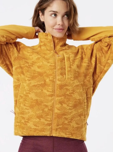 Outdoor Voices PrimoFleece Full Zip Jacket Womens XS Marigold Camo Fleece