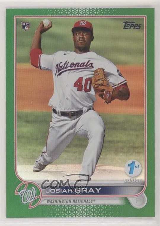 2022 Topps Series 1 1st Edition Green 3/150 Josiah Gray #43 Rookie RC vv7
