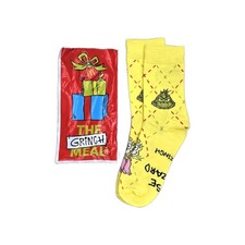 2025 McDonald's GRINCH SOCKS YELLOW Christmas Adult Happy Meal Read 