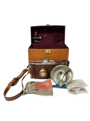Vintage Polaroid Land Camera Model 95B Speedliner Kit Leather Case Flash Timer