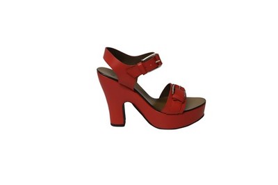 Marni Plateau Sandalen mit Schnalle aus Leder Damen koralle Größe 39