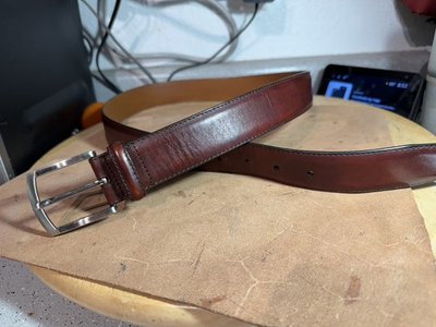 #ad Magnanni Wayne Leather Belt 1226 Tobacco Burnished Brown Size 34 $40.00
