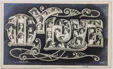 Postcard RPPC Large Letter My Love Victorian Women In Letters Rotograph Co 1906