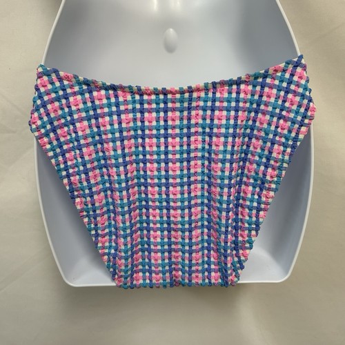 Vintage Hobie S/M Pink Blue Gingham Plaid Two Piece Bikini Swimsuit 90s Beach - Picture 10 of 19