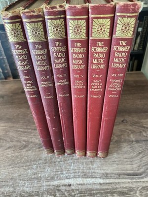 Set Of 6 The Scribner Radio Music Library Piano Books 1931 Hardcover