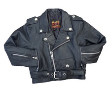 MOTORCYCLE STYLE LEATHER BIKER-JACKET-By HOT LEATHERS Kids SZ 2T Black Leather