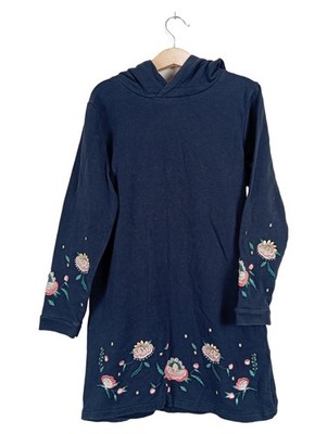 Vertbaudet Mädchen Kapuzenpulloverkleid Blumenstickerei Blau Gr. 134