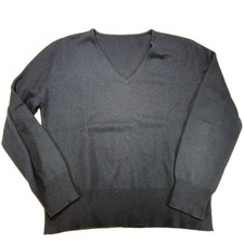 Seide Kaschmir Damen Pullover S/M Blau Feinstrick V‑Neck Premium