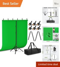 5x6.5ft Green Screen Backdrop Kit with T-Shape Stand and 6 Clamps