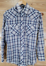 VTG Wrangler Long Sleeve Pearl Snap Shirt Flannel Plaid Western Men 21.5X29.5