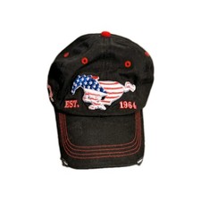 Ford Mustang Cap Hat Adult Adjustable Black Cotton American Flag Sports