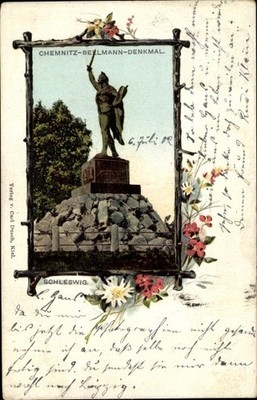 Passepartout Ak Schleswig an der Schlei, Chemnitz-Bellmann Denkmal - 3571843