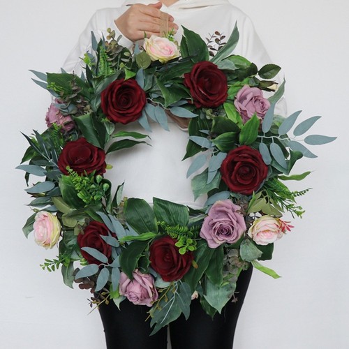 Artificial Rose Flower Wreath Summer Wreath for Front Door Wall Window9208 - Picture 6 of 10