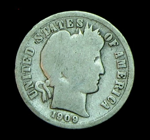 1909-D Barber Silver Dime (T108)