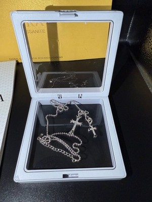 Real 925 Silver Double Cross Iced Necklace MOISSANITE Necklace Passes Test GRA