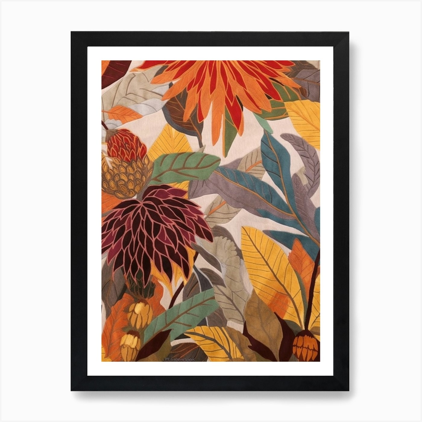 Fall Botanicals Bee Balm 1 Art Prin Framed Wall Art Poster Canvas Print Picture