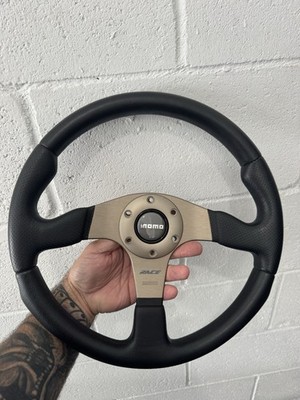MOMO Steering Wheel (Race - Leather - Black / Gray) 350mm With Hub