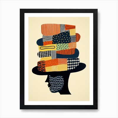 Häkelmütze Illustration 2 Kunstdruck gerahmt Wandbild Poster Leinwanddruck Bild
