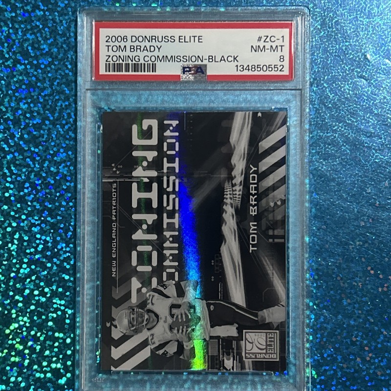 🔥 PSA 8 - 2006 Donruss Elite TOM BRADY Zoning Commission Black /500 #ZC-1