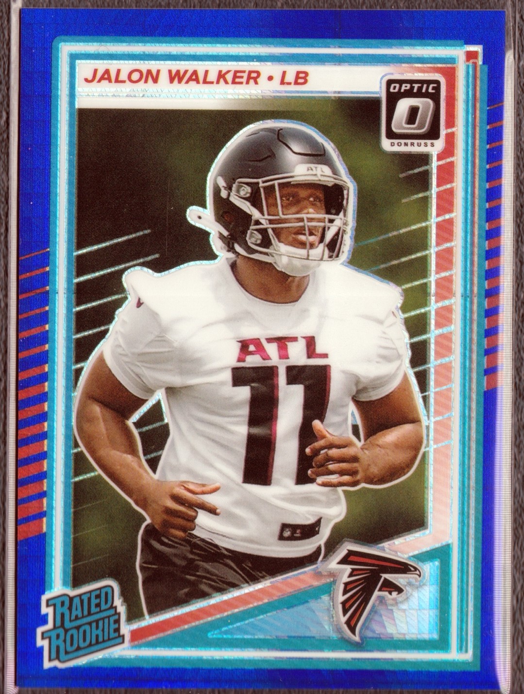 2025 Panini Donruss Optic Jalon Walker Rated Rookie Blue Hyper Prizm #290 Falcon