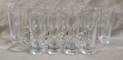 Vtg Set of 4 Shot Glass Shooter Mini-Mug Cordial Thick Glasses Unbranded in EUC