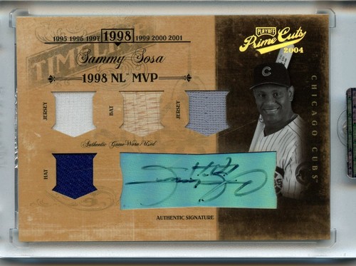 2004 Playoff Prime Cuts II Timeline Material Auto Sammy Sosa #TL-87 #1/1  NM