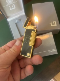 Vintage Gold Plate And Lacquer Dunhill Rollagas Lighter And Box Gold Dust Design
