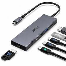Acer 6-in-1 USB-C Hub 10Gbps 4K 60Hz HDMI 100W PD USB-A Adapter New