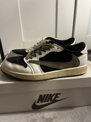 Nike Air Jordan 1 Low Herren Sneaker Schwarz Weiß Olivgrün EU 40 extra Schnürse 